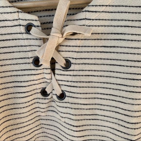 Madewell Striped Lace Up Striped Top in White sz S - Picture 2 of 4